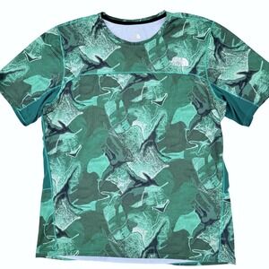 The North Face FlashDry Sunriser Running Shirt XL Green Camo Athletic Tee